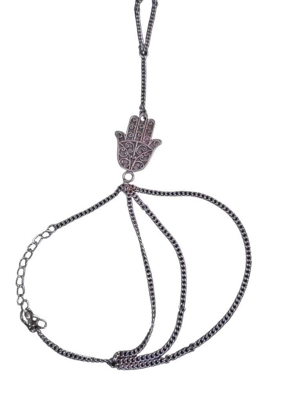 Unbranded Hamsa Hand Chain Bracelet Silver Boho